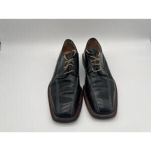 Vintage Italian Handmade Men’s Leather Shoes Antonio Ruiz 12 Black Square Toe